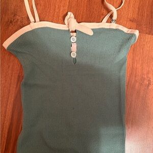 CHANEL Green and Cream Camisole Top